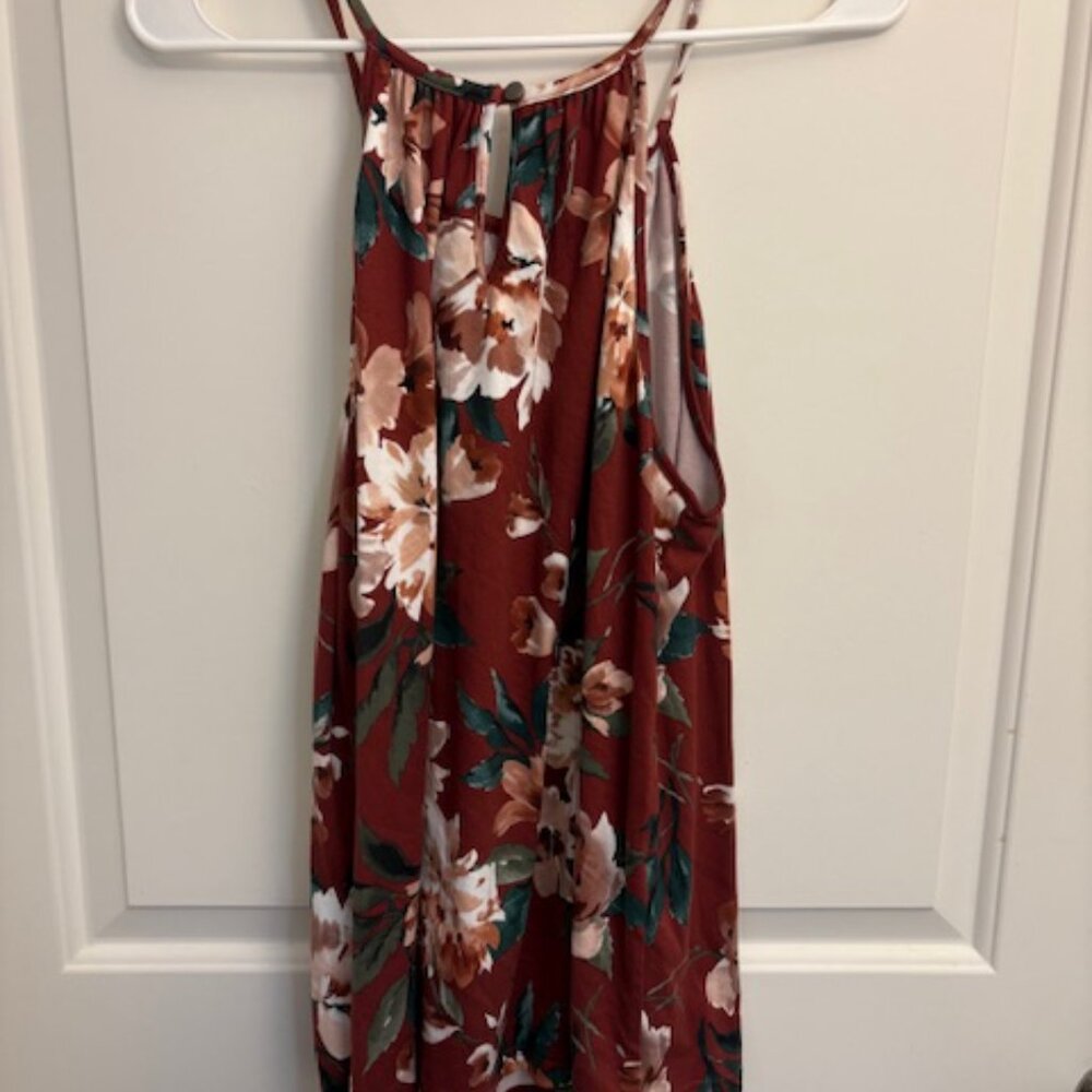Rust Red Floral Print Spaghetti Straps - Picture 3 of 3